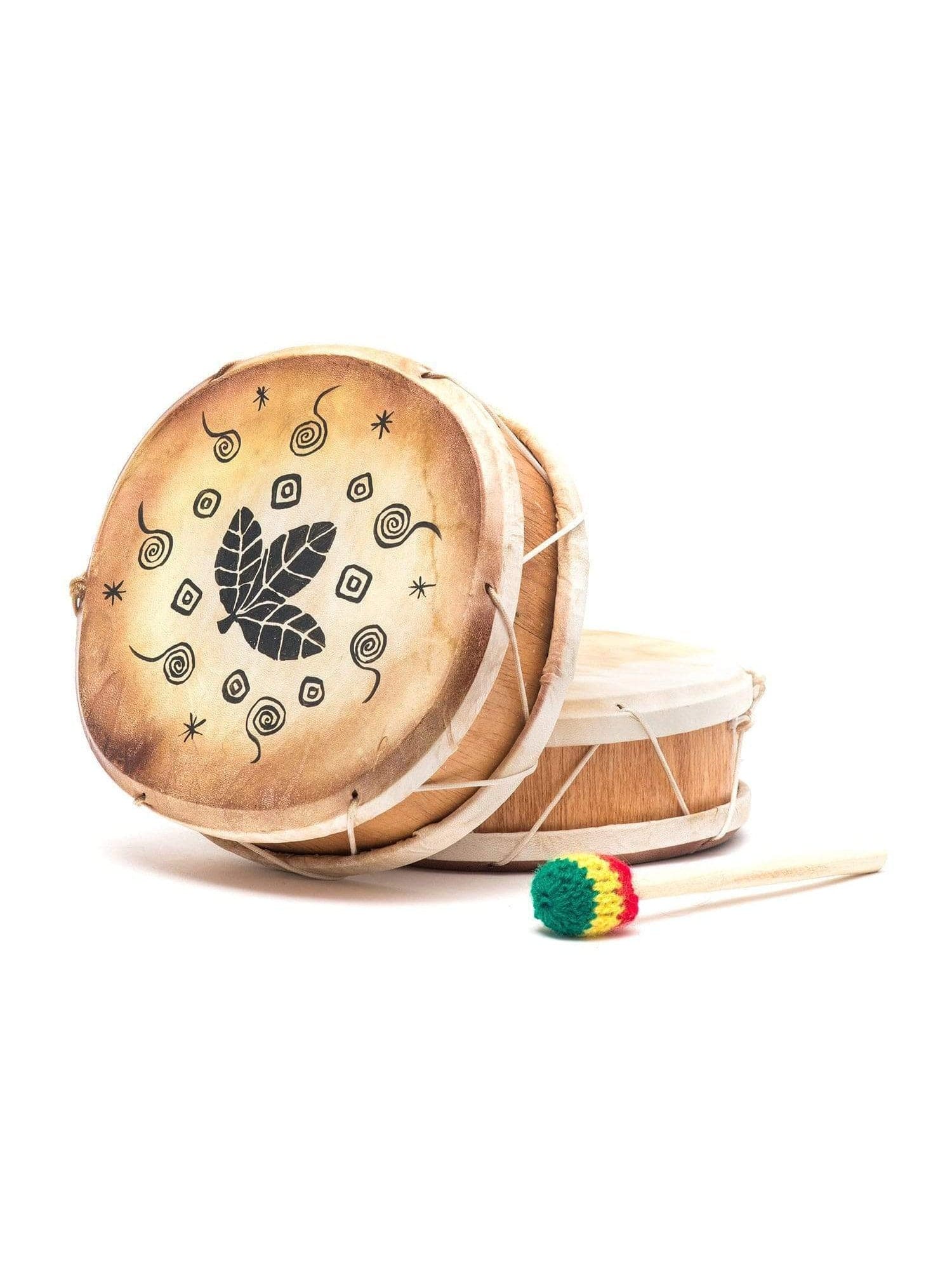 Peruvian Round Two-Sided Hand Drum - 8 in - Image 8