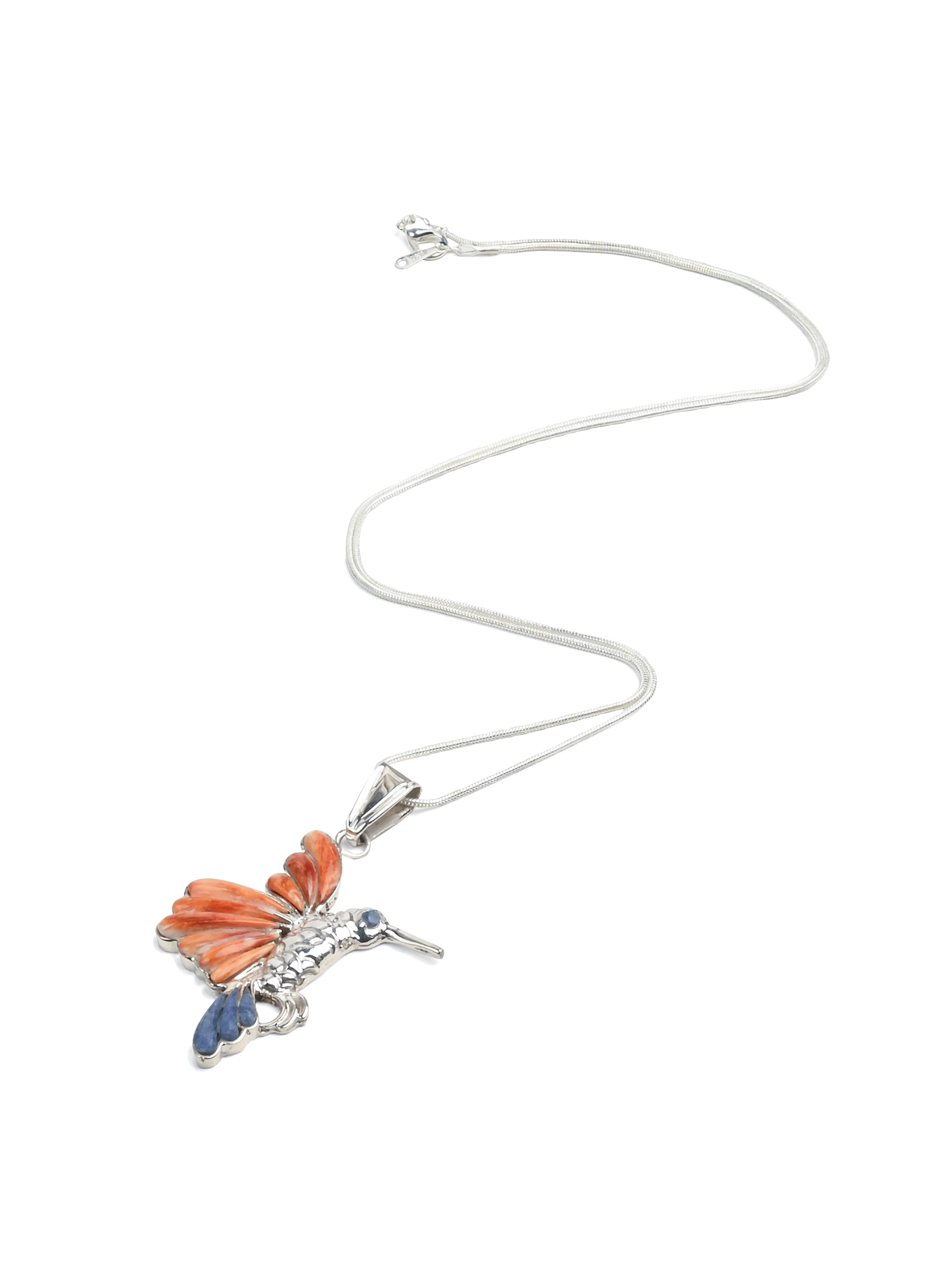 Peruvian Sacred Hummingbird - Sterling Silver Shell and Stone Inlay - Image 2