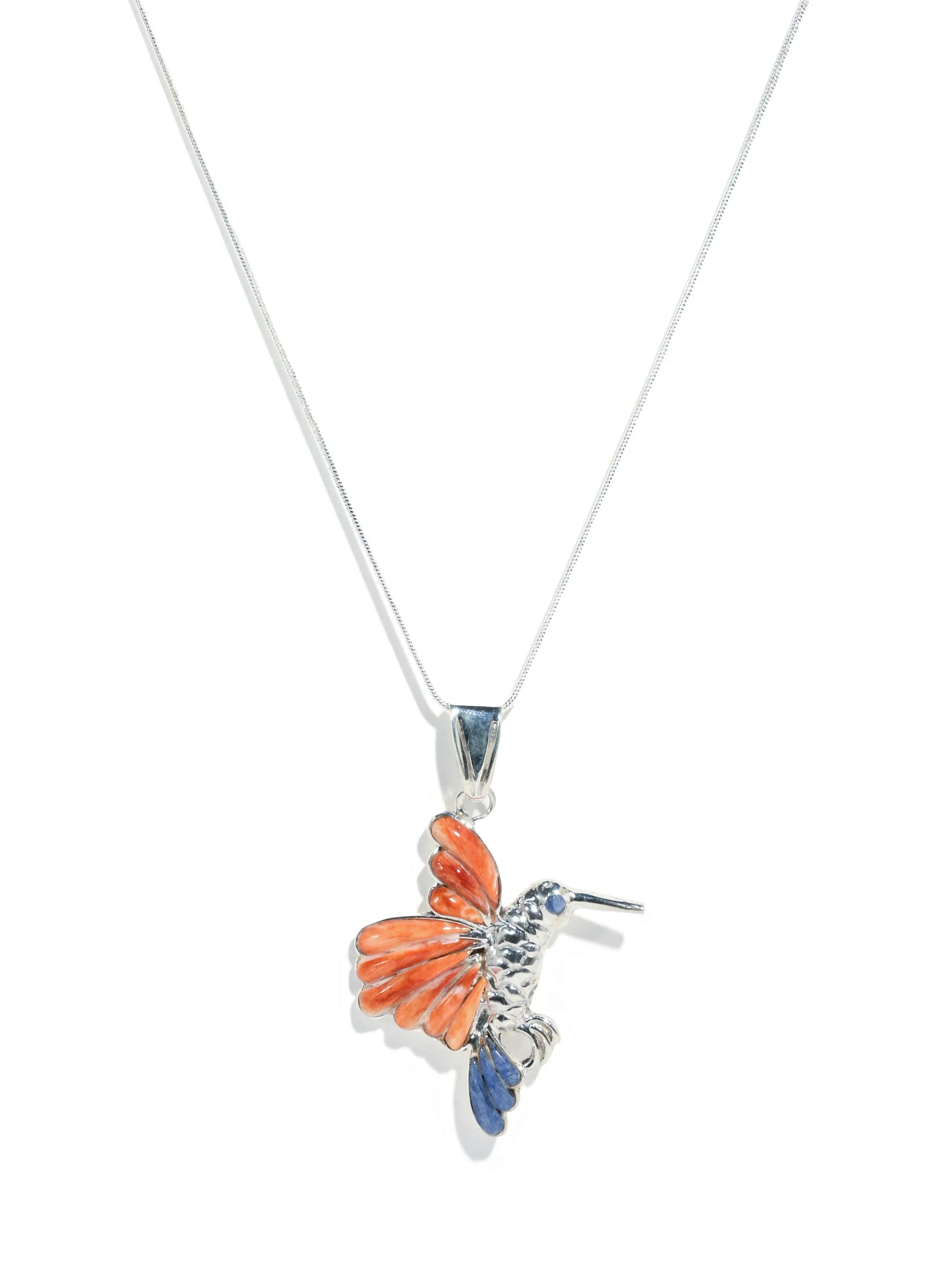 Peruvian Sacred Hummingbird - Sterling Silver Shell and Stone Inlay - Image 3