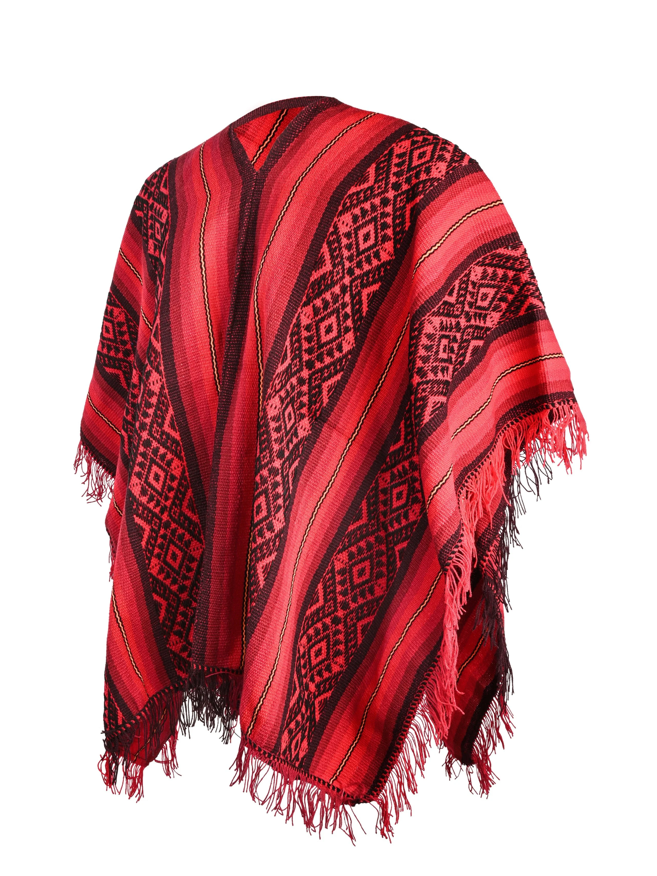 Peruvian Traditional Wool Blend Poncho - Image 2