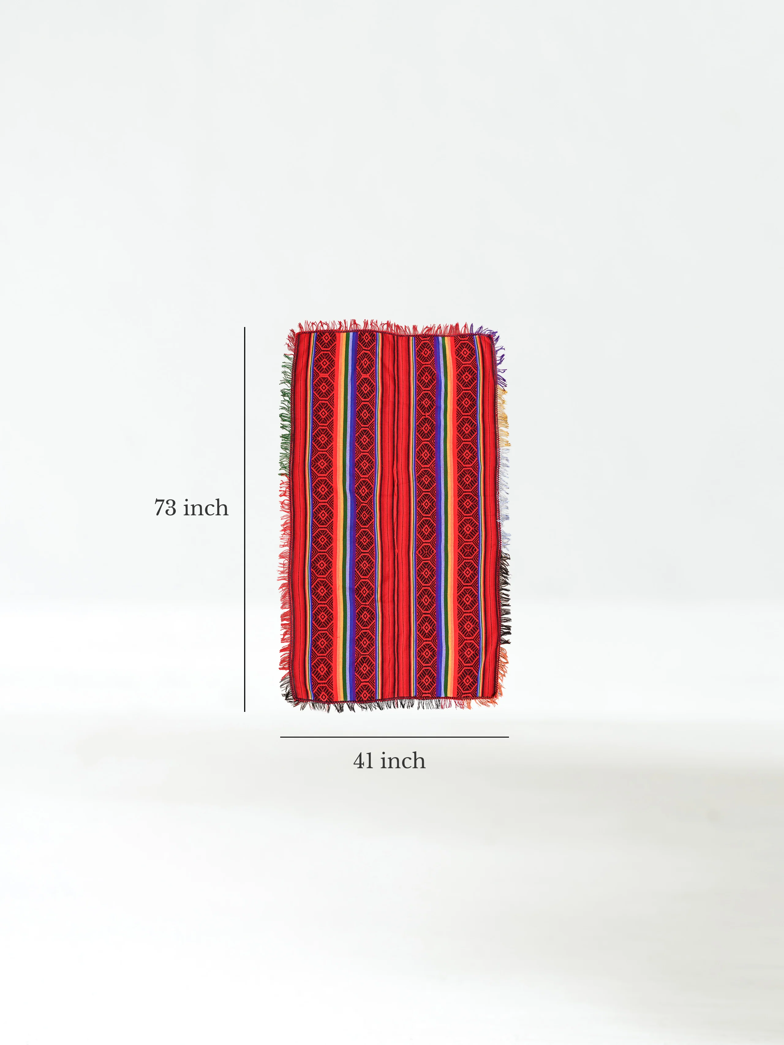 Peruvian Traditional Wool Blend Poncho - Red/Black/Rainbow - Image 4