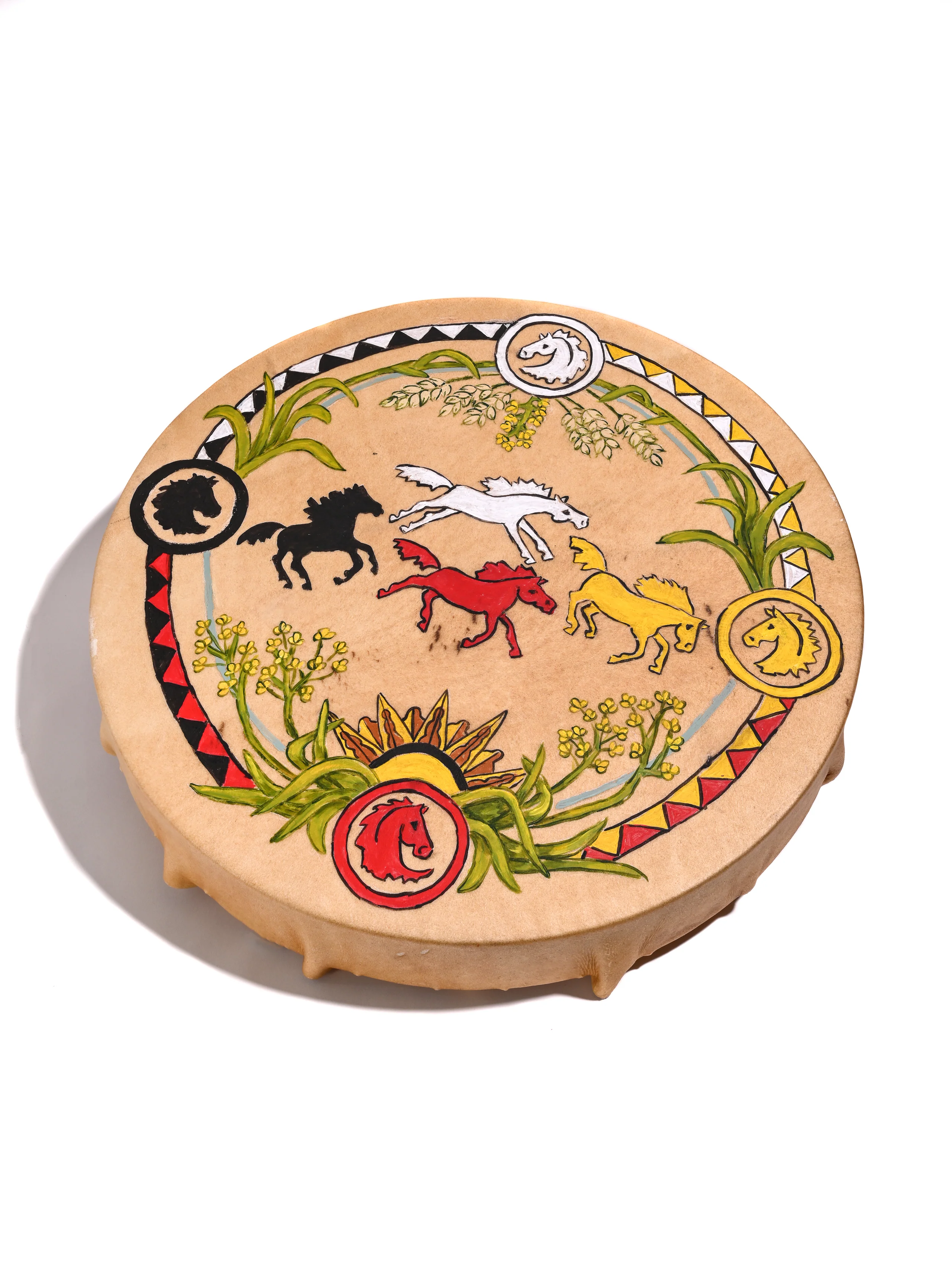 Plant Spirit Horses Buffalo Hide Drum - Image 2