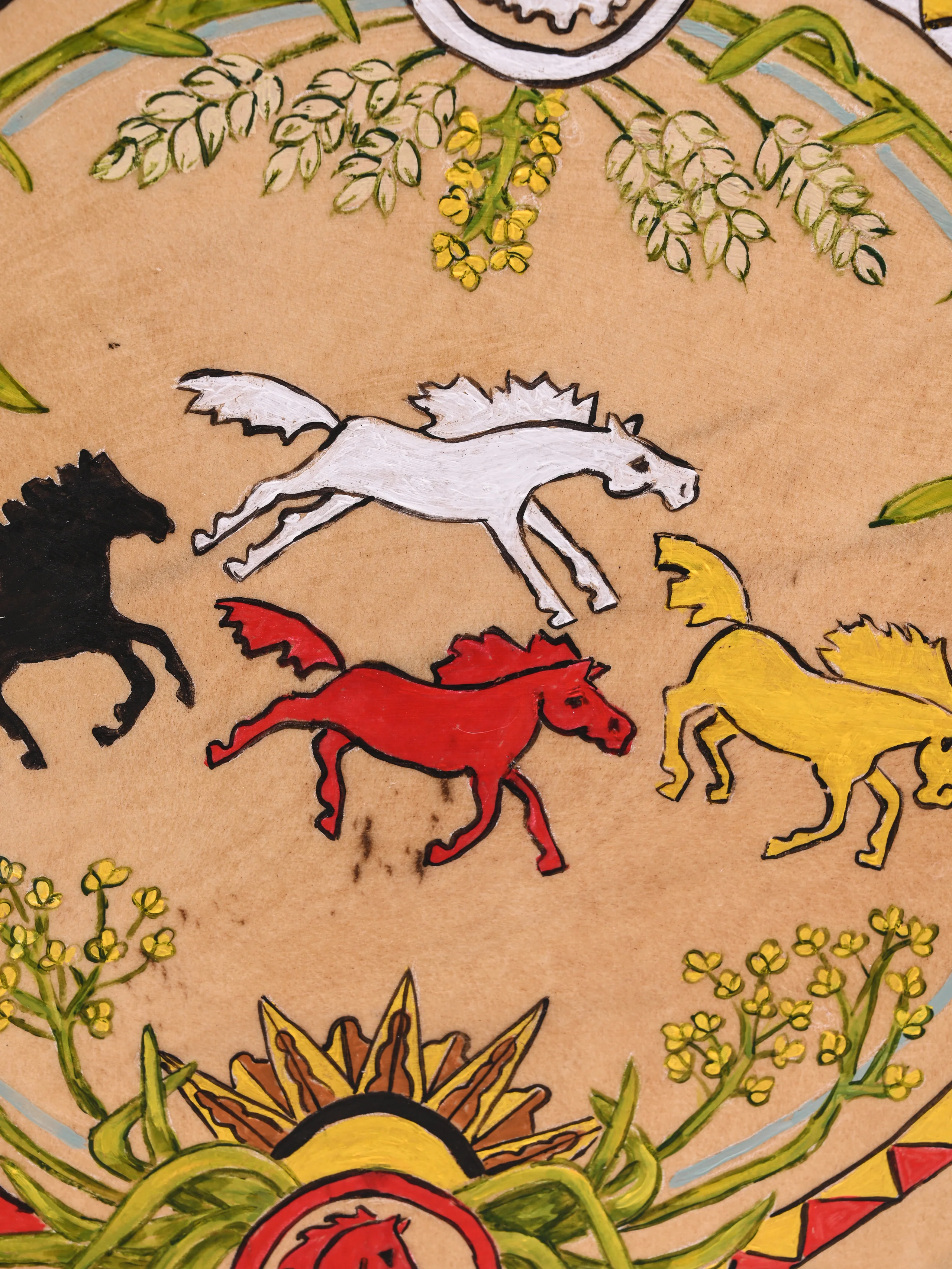 Plant Spirit Horses Buffalo Hide Drum - Image 3