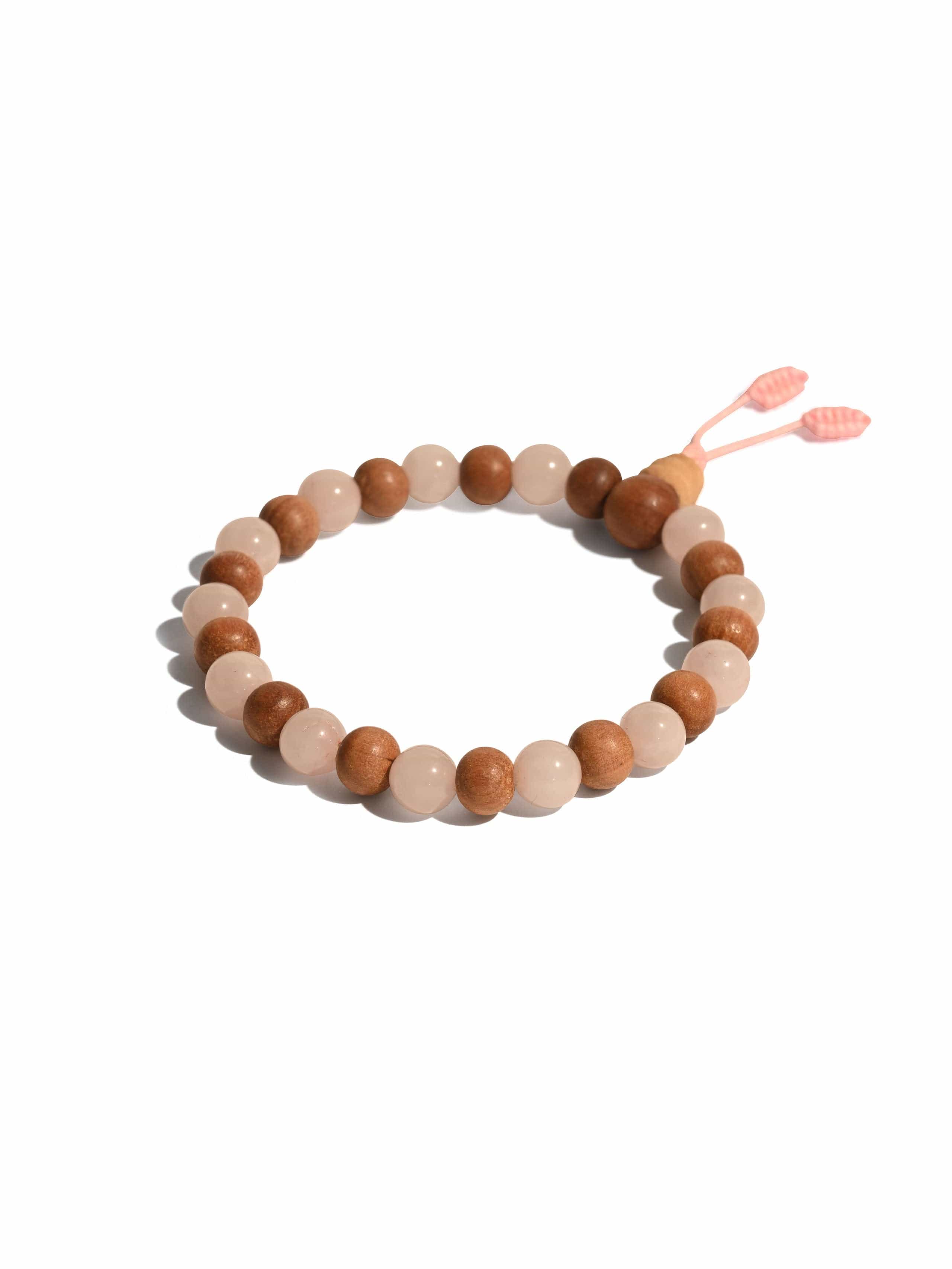 Rose Quartz & Sandalwood Wrist Mala - Image 3