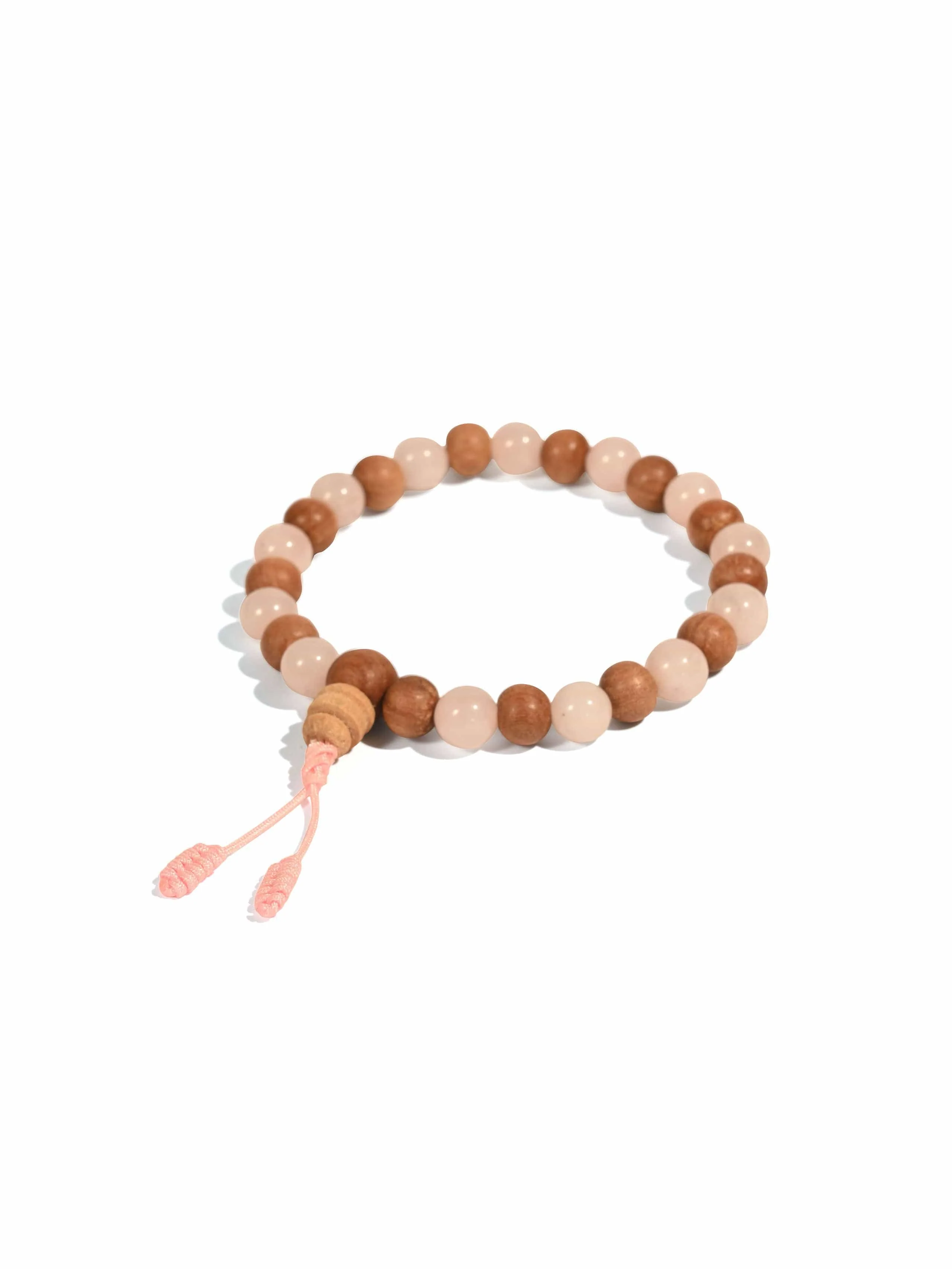 Rose Quartz & Sandalwood Wrist Mala - Image 4