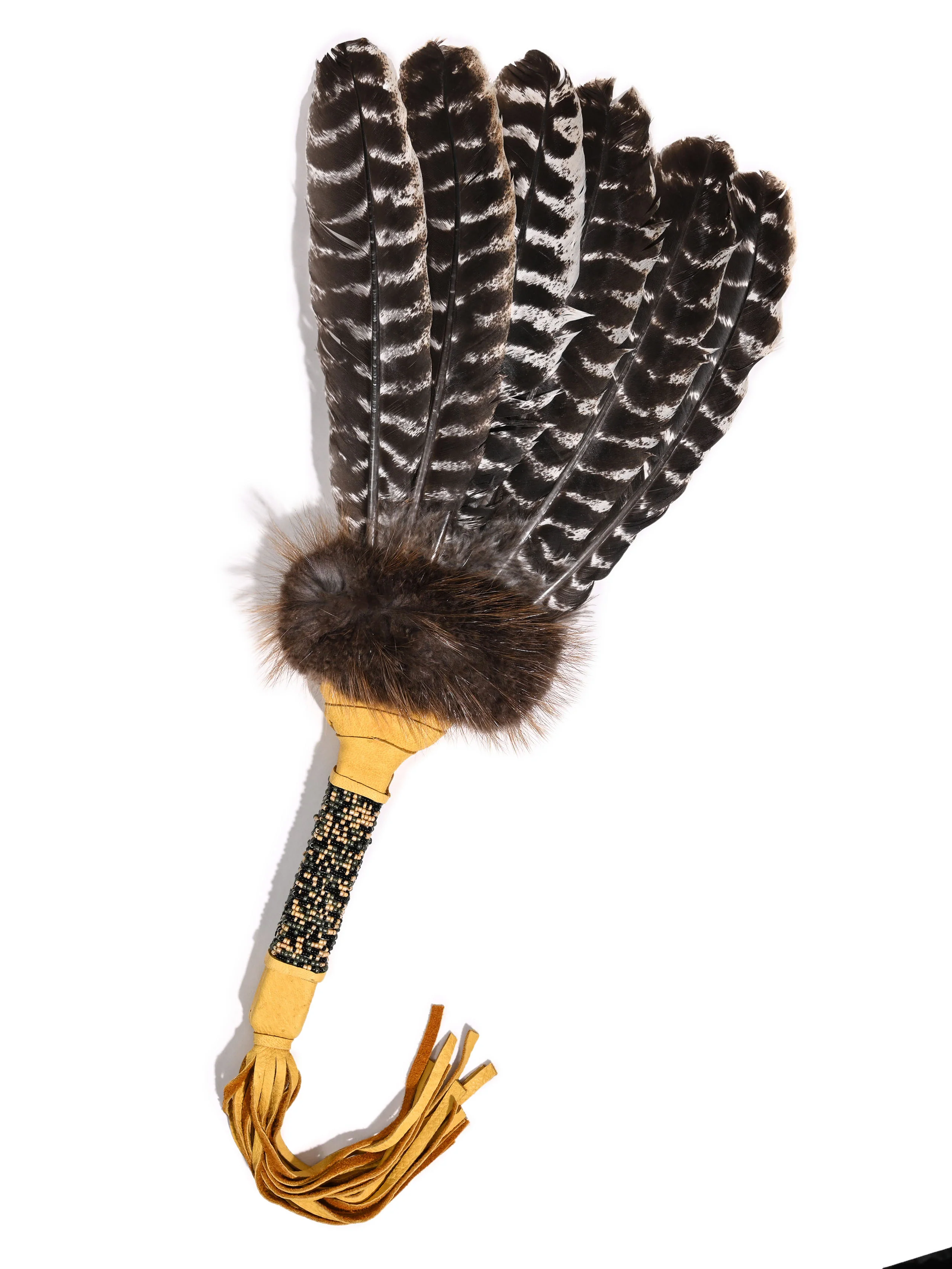 Sacred Prayer Feather Fan with Beaded Handle - Image 10