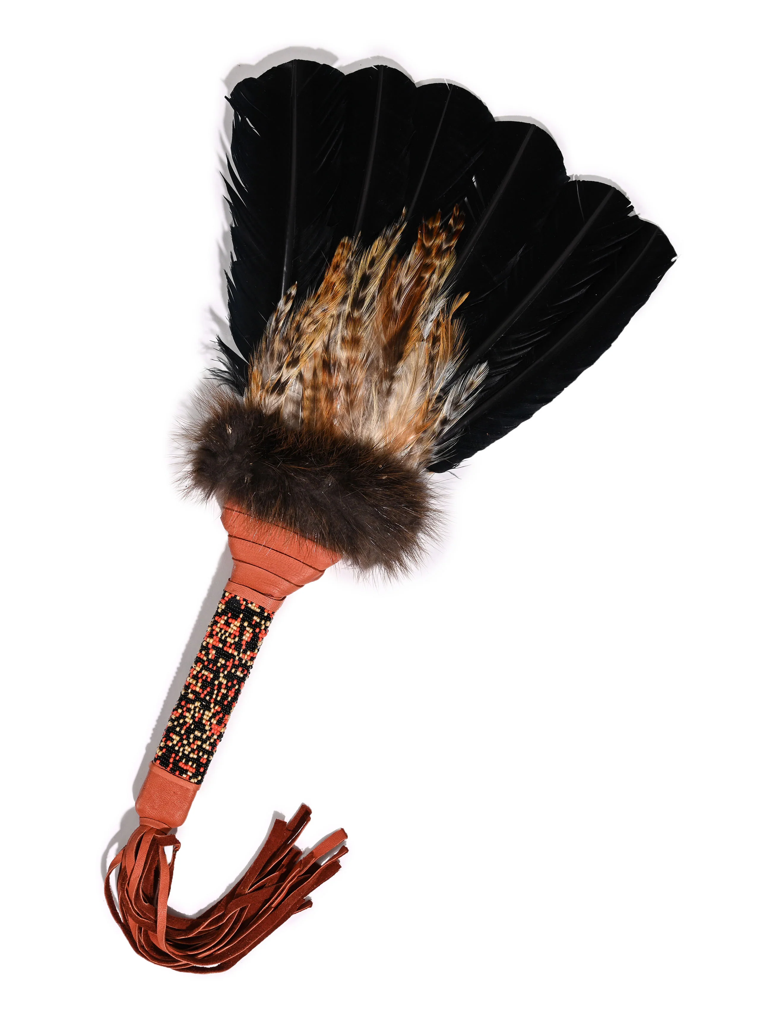Sacred Prayer Feather Fan with Beaded Handle - Image 13