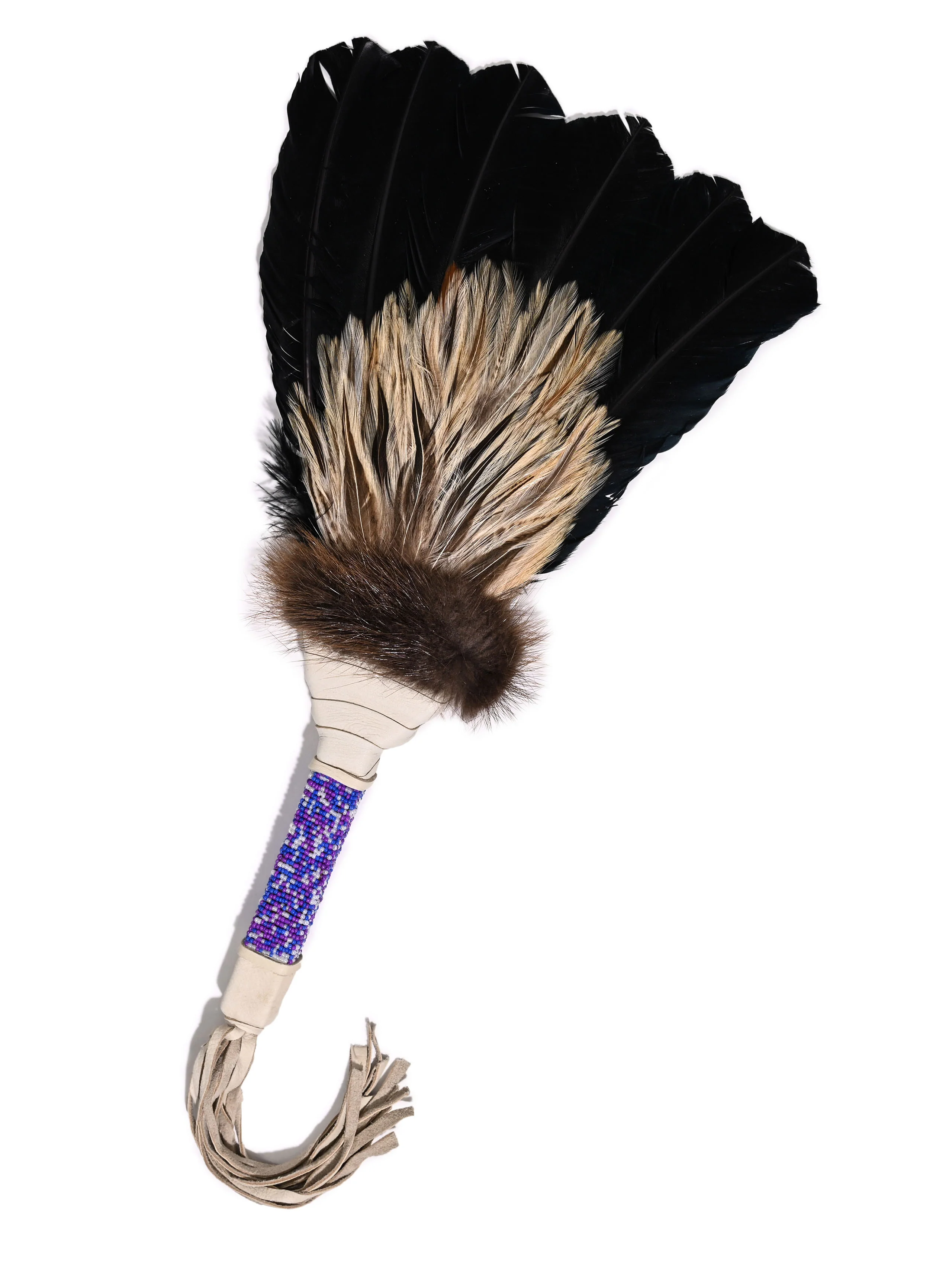 Sacred Prayer Feather Fan with Beaded Handle - Image 16