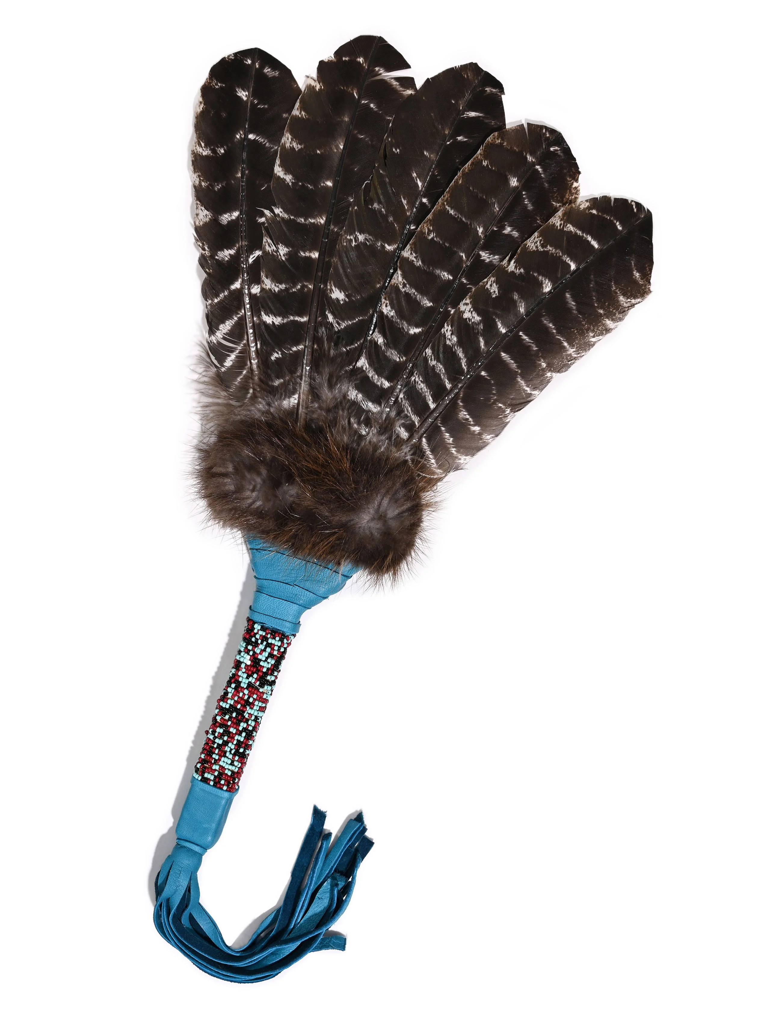 Sacred Prayer Feather Fan with Beaded Handle - Image 19