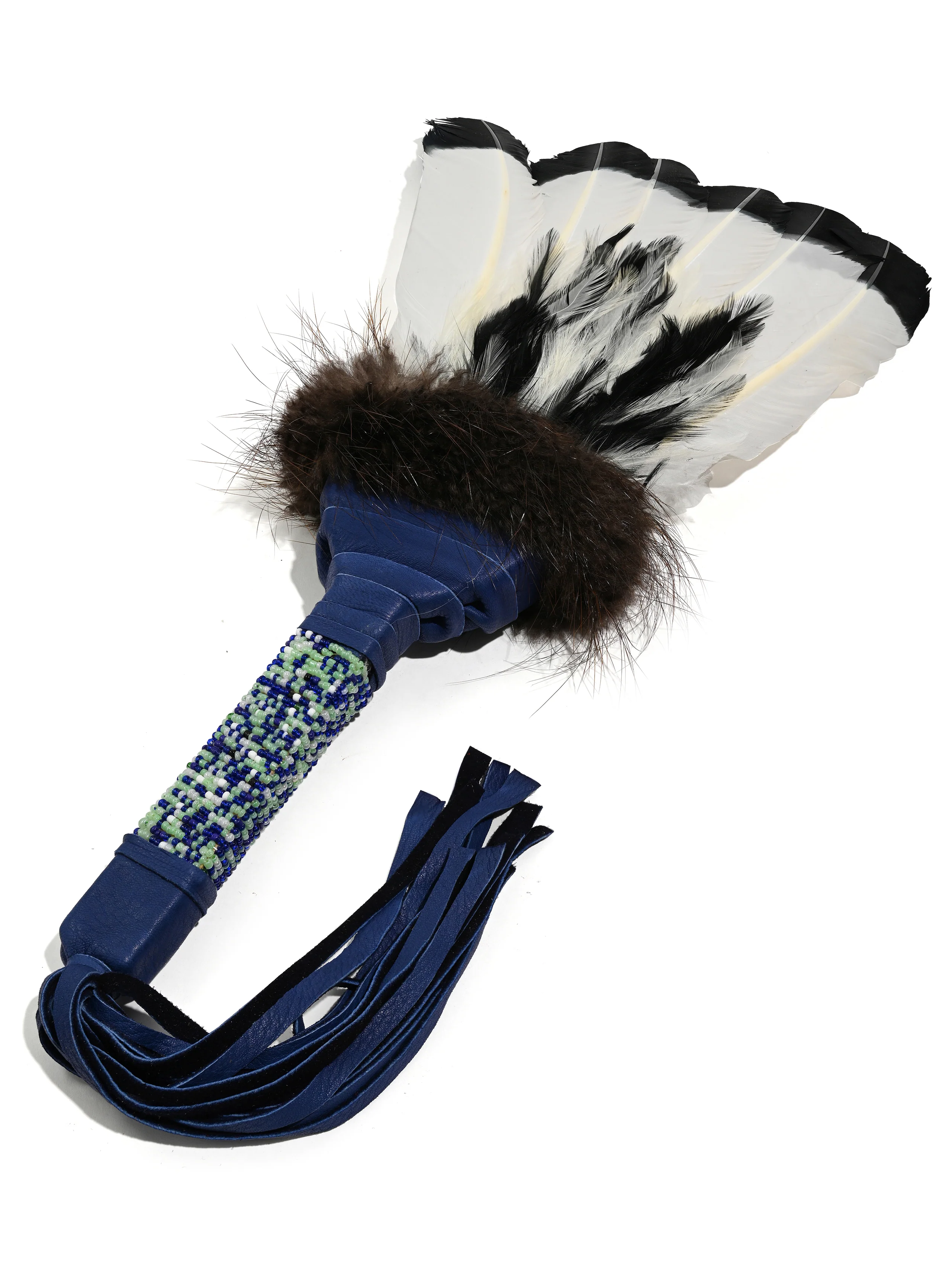 Sacred Prayer Feather Fan with Beaded Handle - Image 2