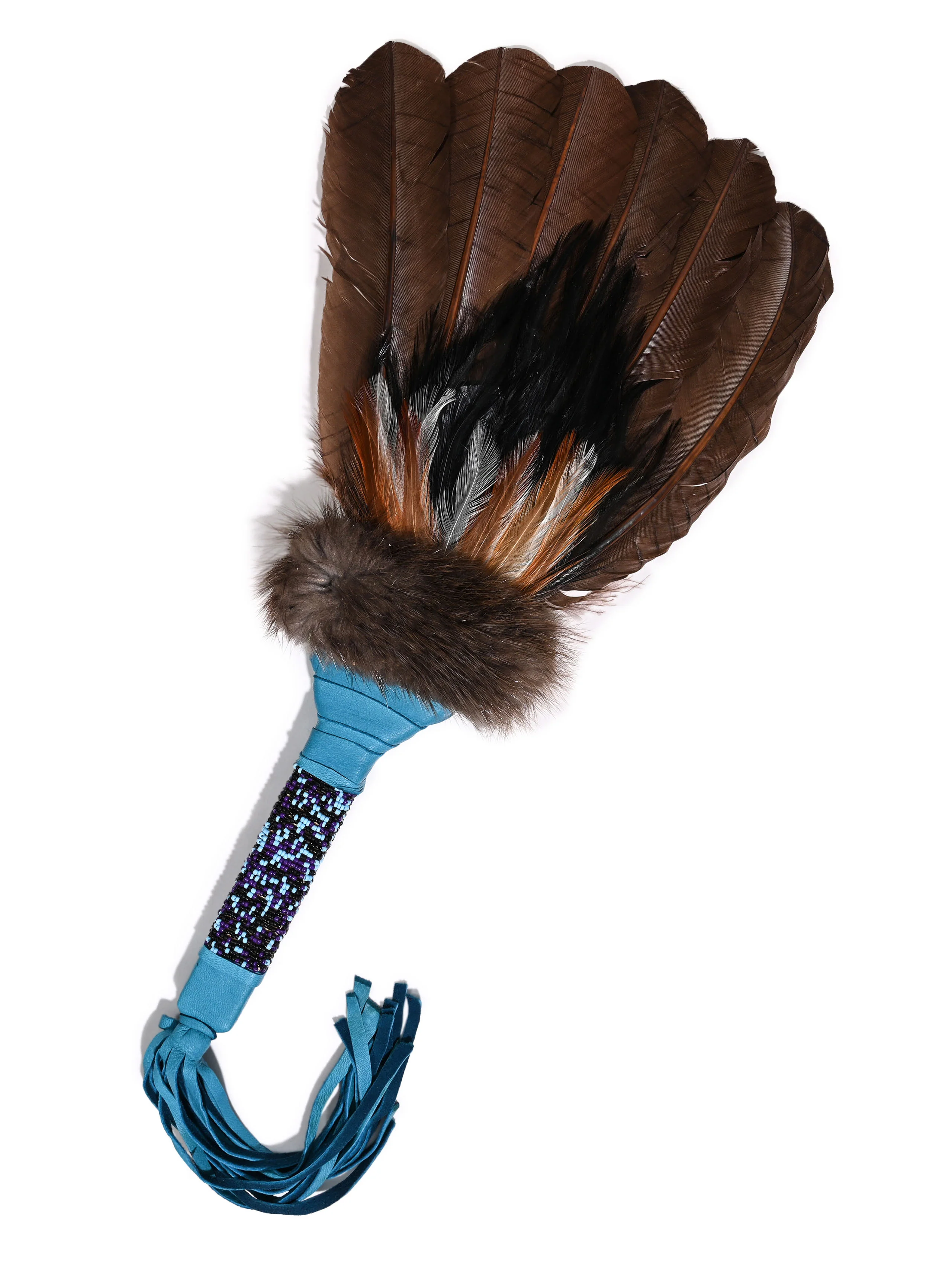 Sacred Prayer Feather Fan with Beaded Handle - Image 25