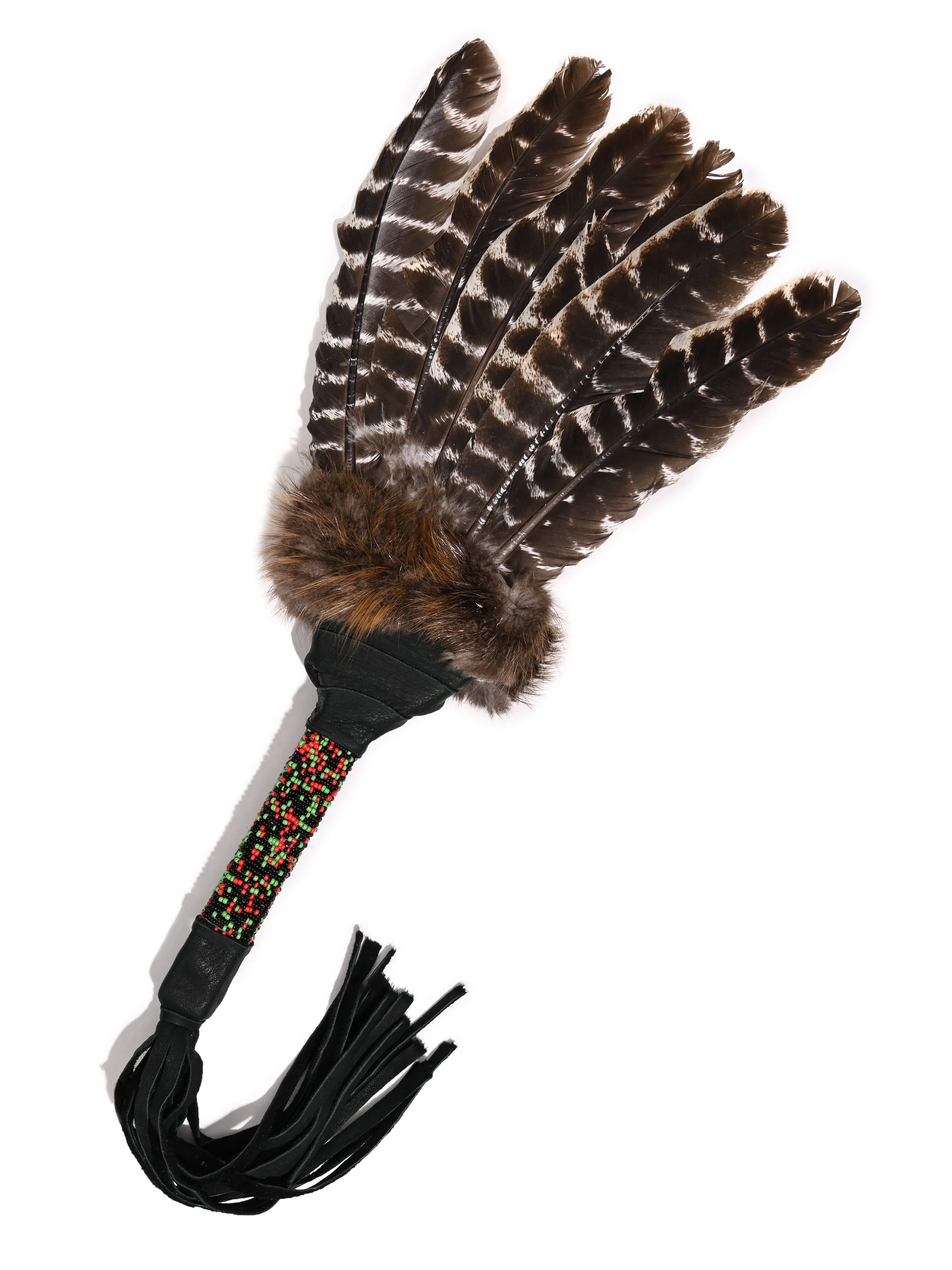 Sacred Prayer Feather Fan with Beaded Handle - Image 4