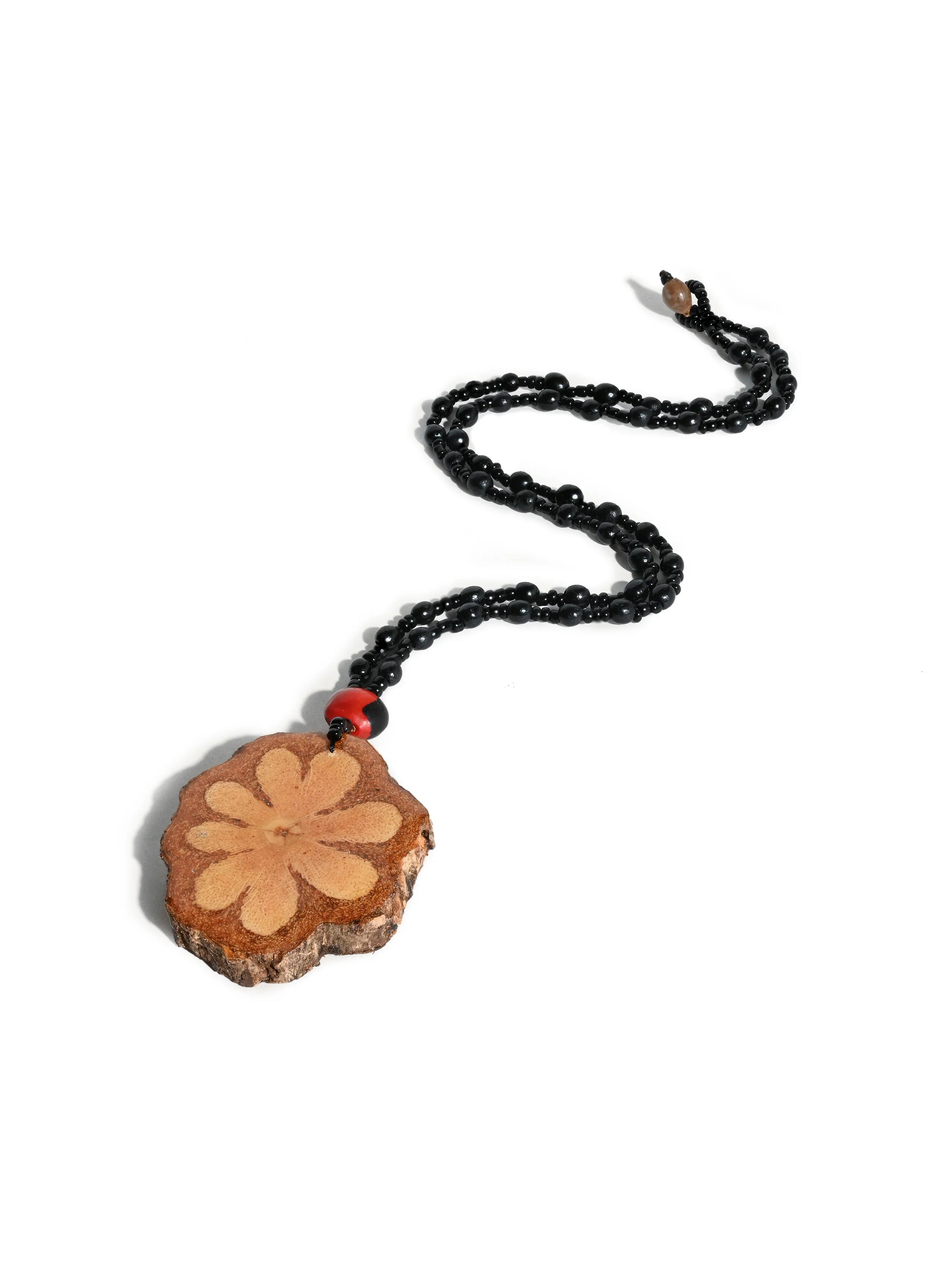 Shipibo Amazon Seed Bead Necklace - Ayahuasca Vine Pendant - Image 2