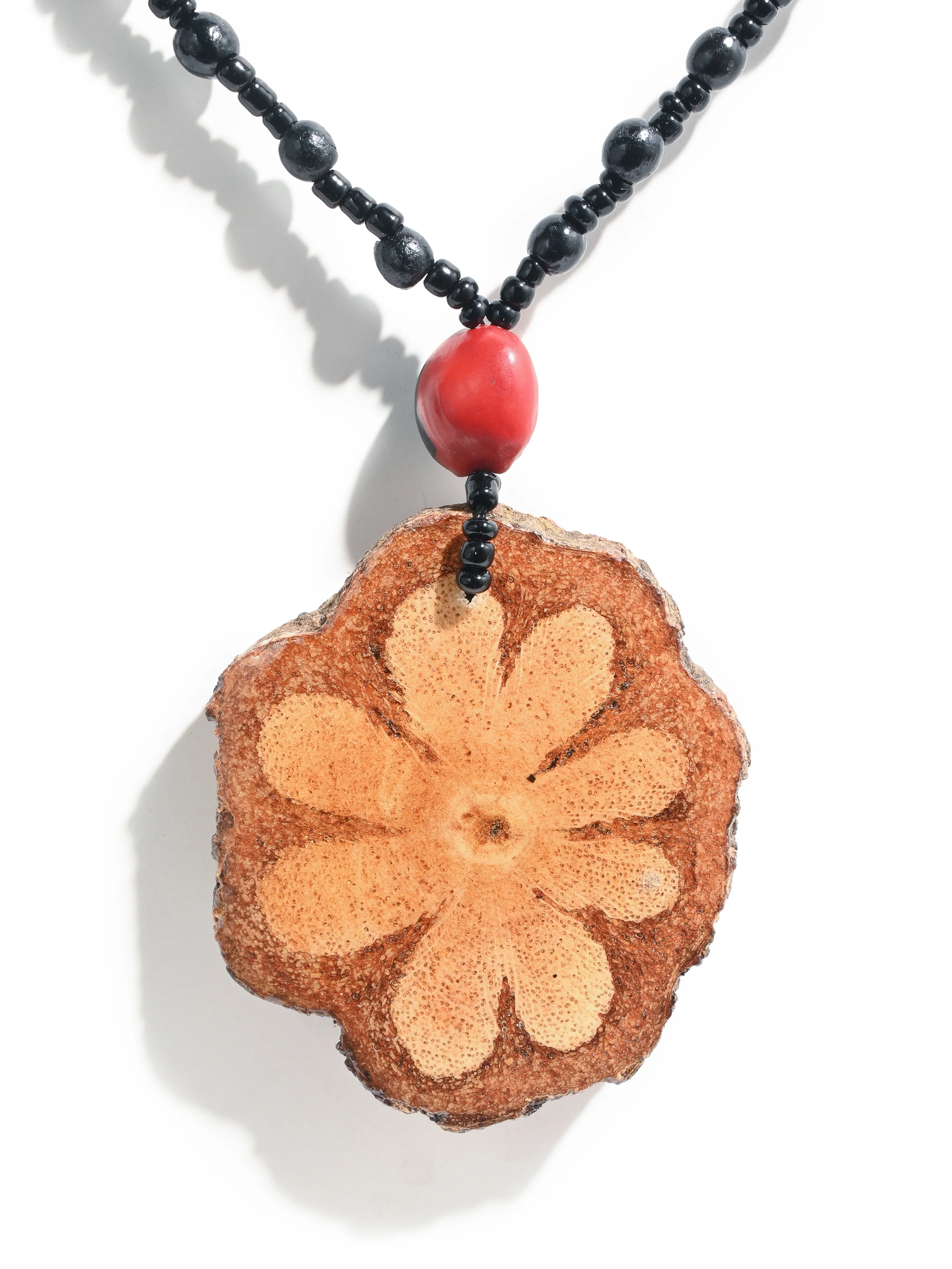 Shipibo Amazon Seed Bead Necklace - Ayahuasca Vine Pendant - Image 3
