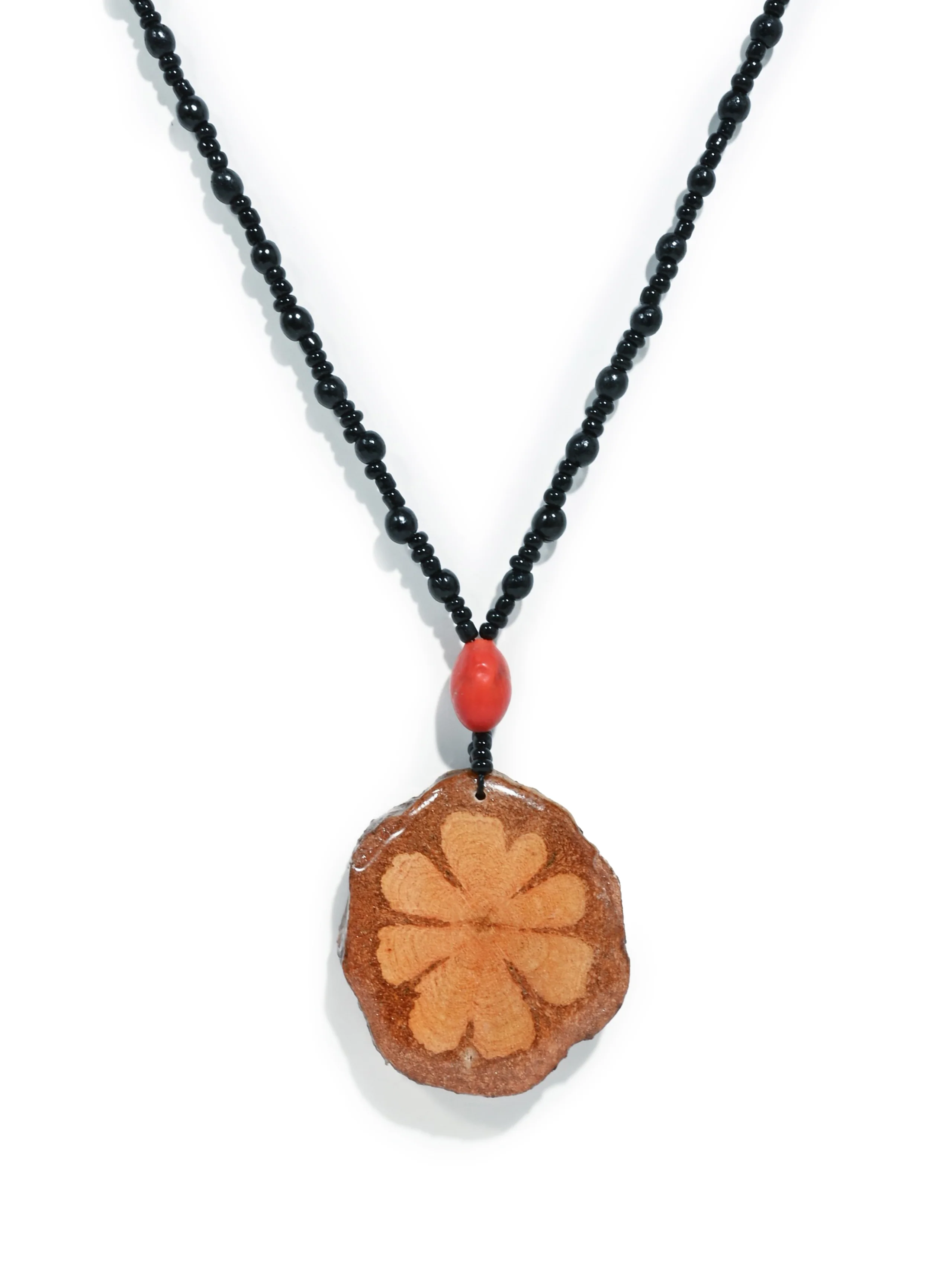 Shipibo Amazon Seed Bead Necklace - Ayahuasca Vine Pendant - Image 4