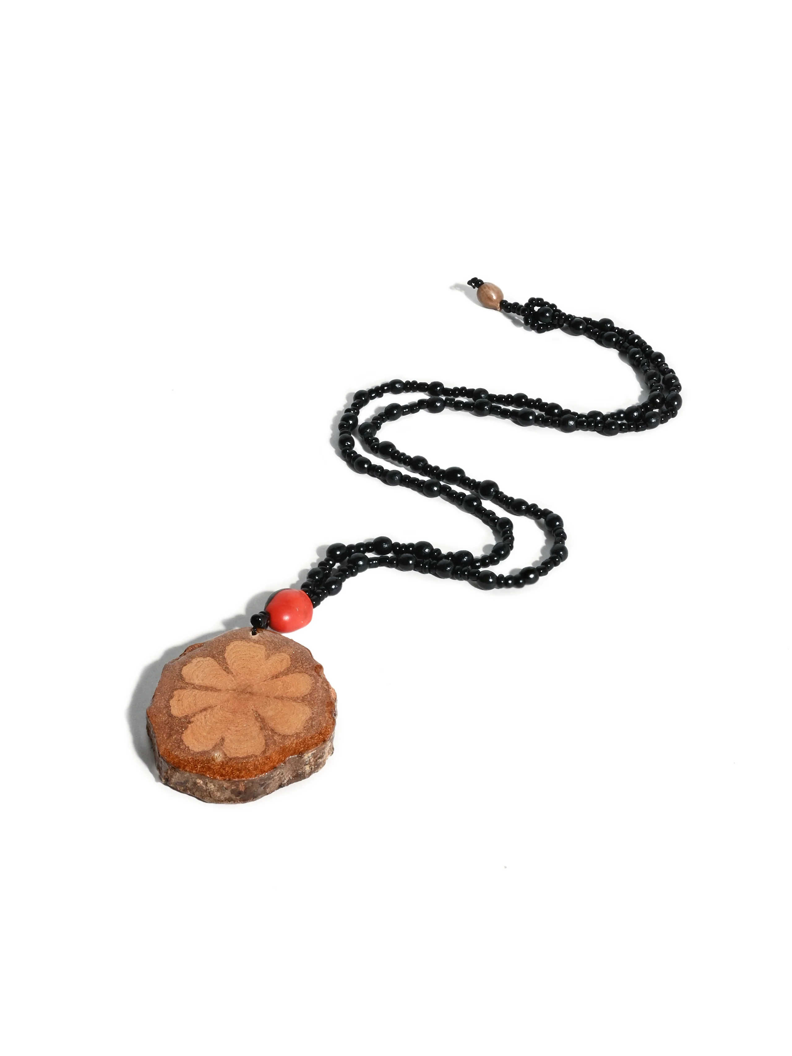 Shipibo Amazon Seed Bead Necklace - Ayahuasca Vine Pendant - Image 5