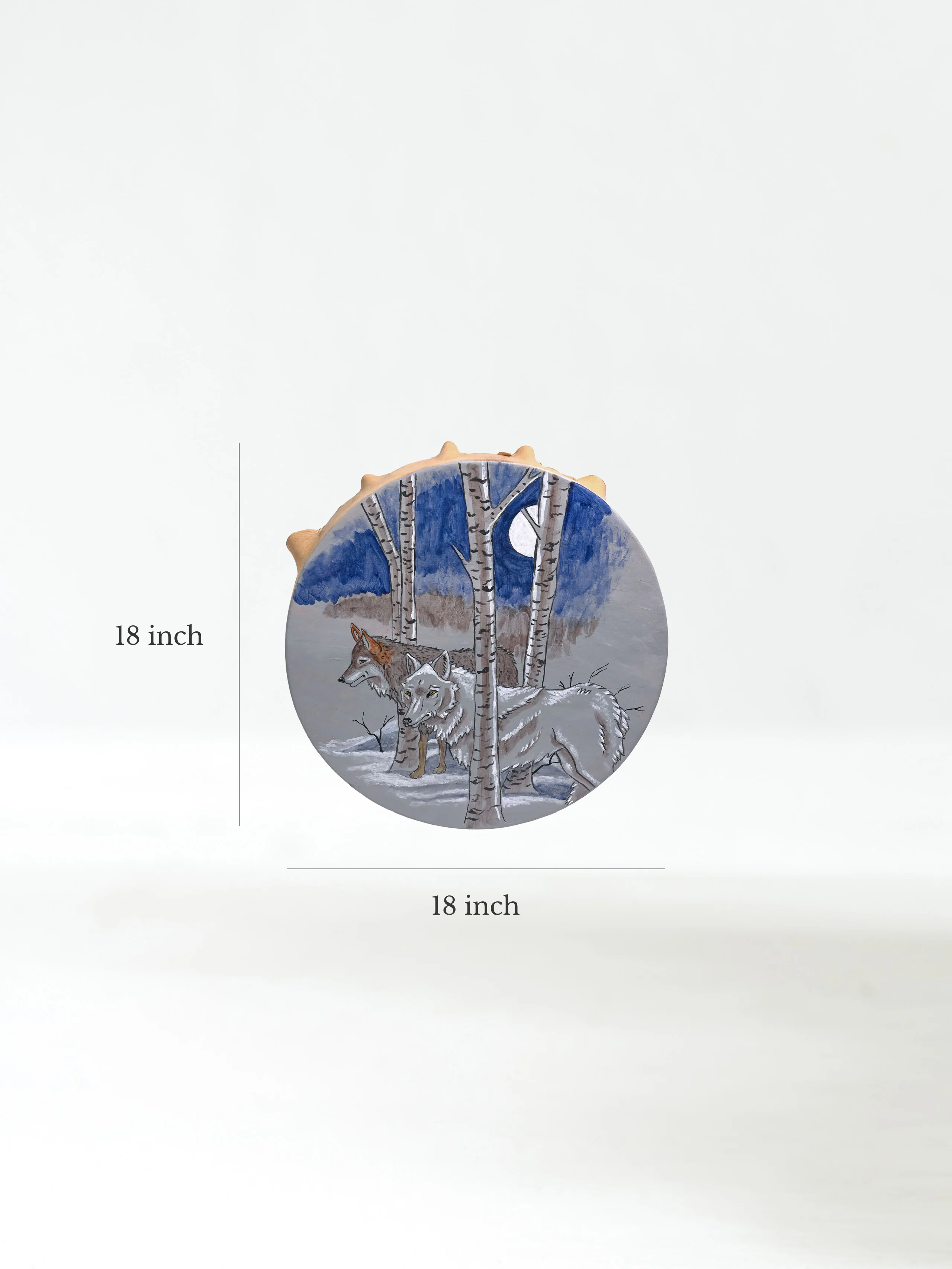 Spirit Wolves - Buffalo Hide Drum - Image 5