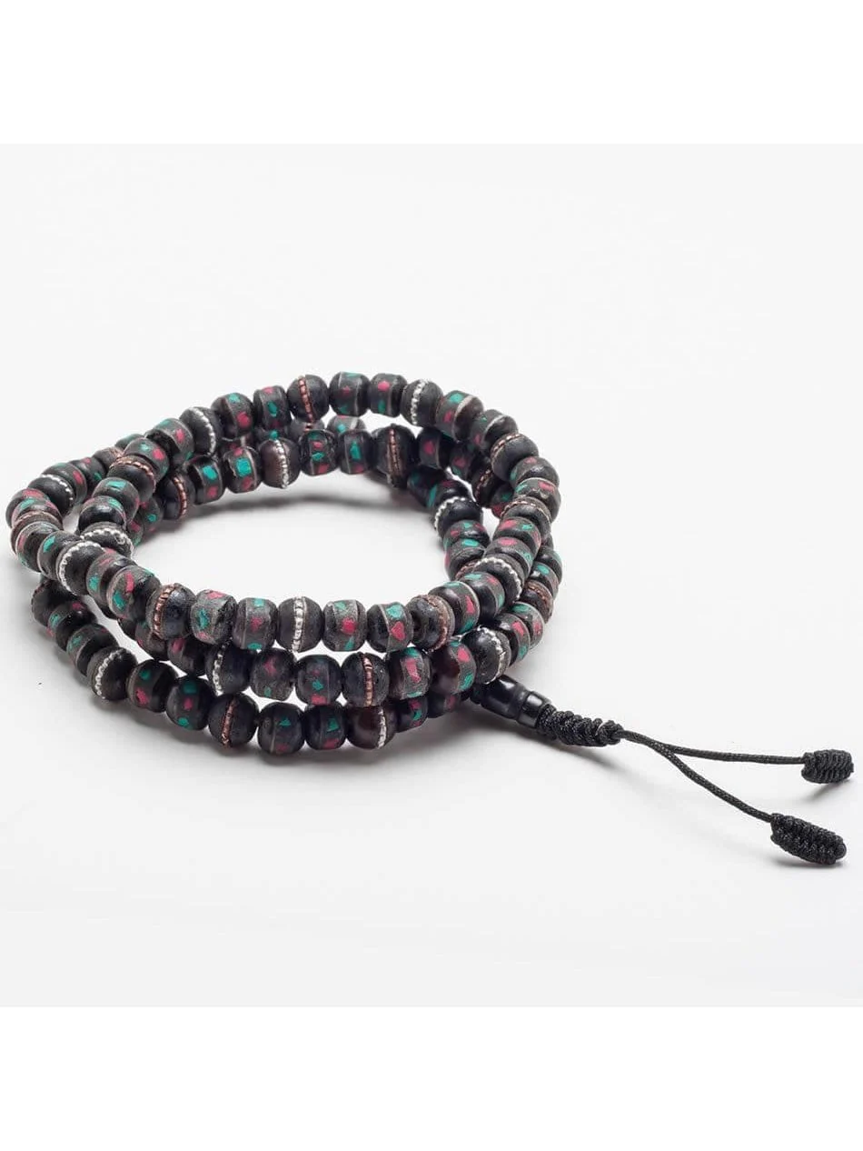 Tibetan Faux Turquoise & Coral Prayer Bead Mala