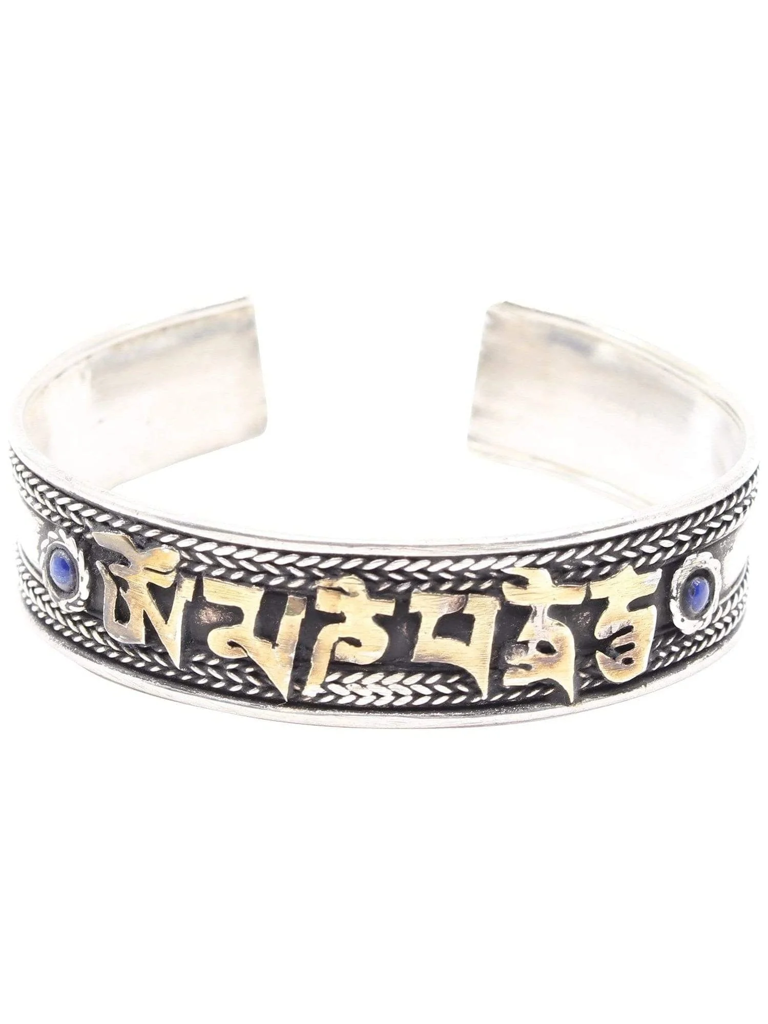 Tibetan Om Mani Padme Hum Silverplated Cuff Bracelet - Adjustable - Image 3