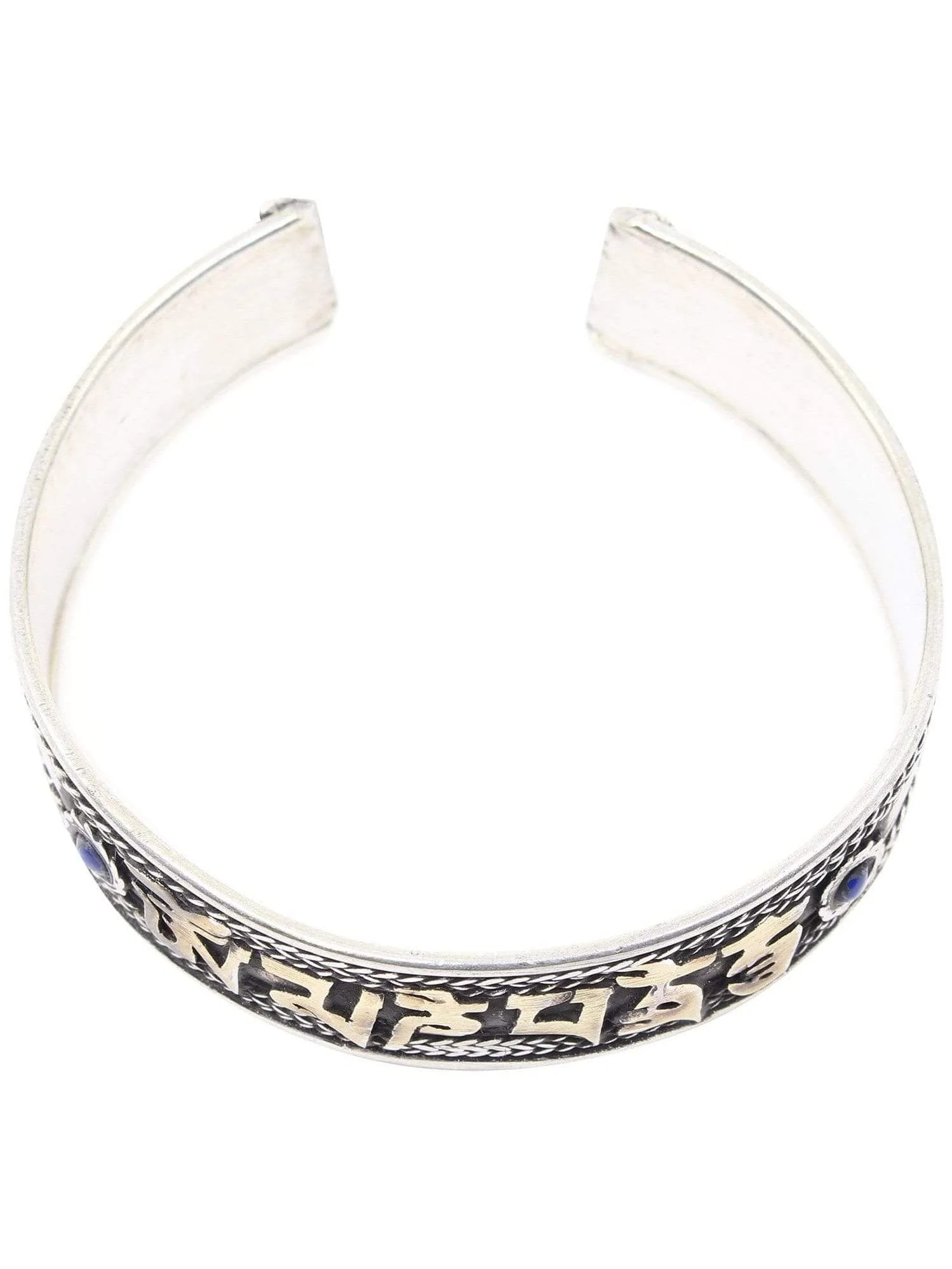 Tibetan Om Mani Padme Hum Silverplated Cuff Bracelet - Adjustable - Image 4