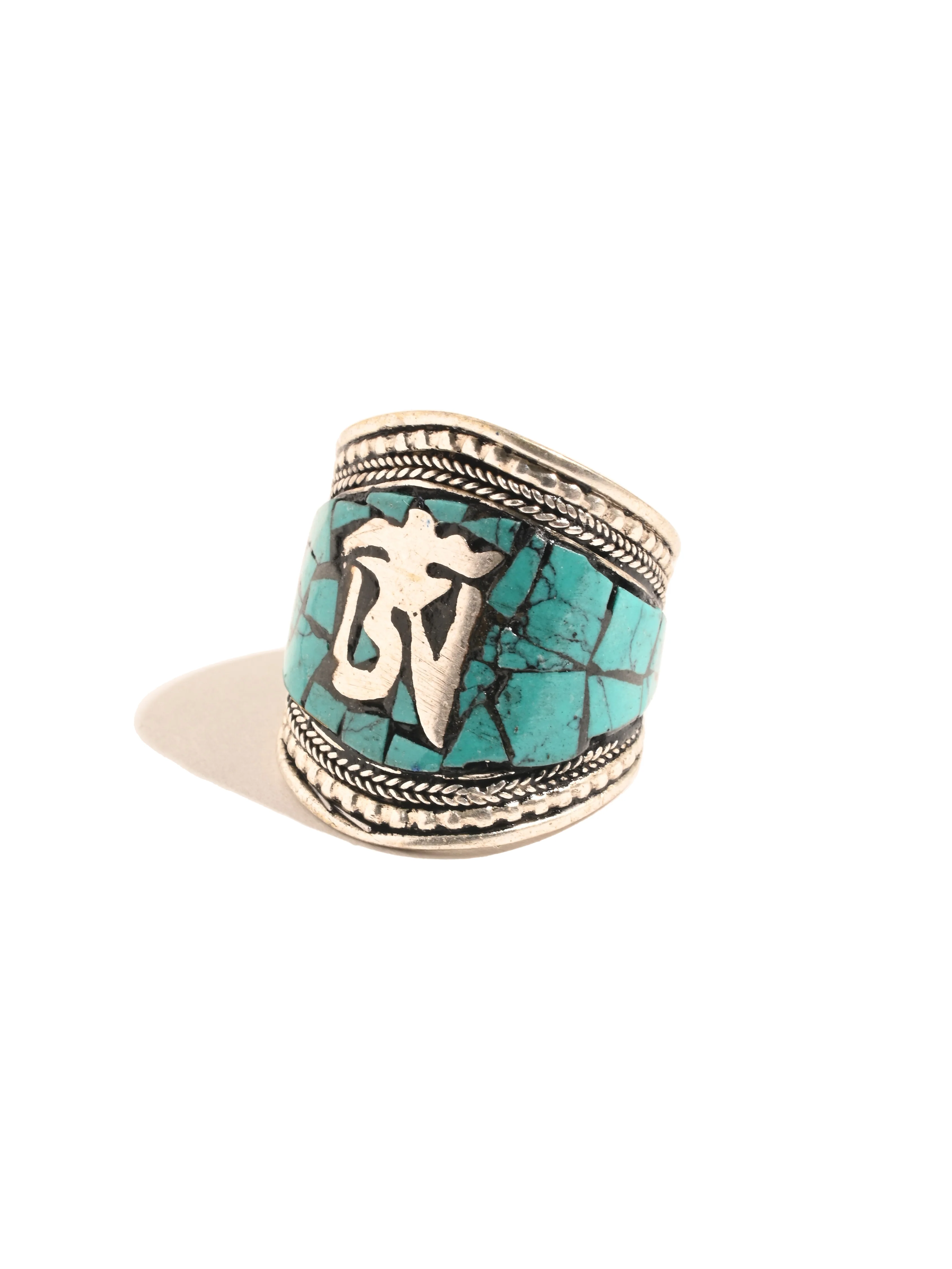 Tibetan Turquoise Om Finger Ring - Image 3