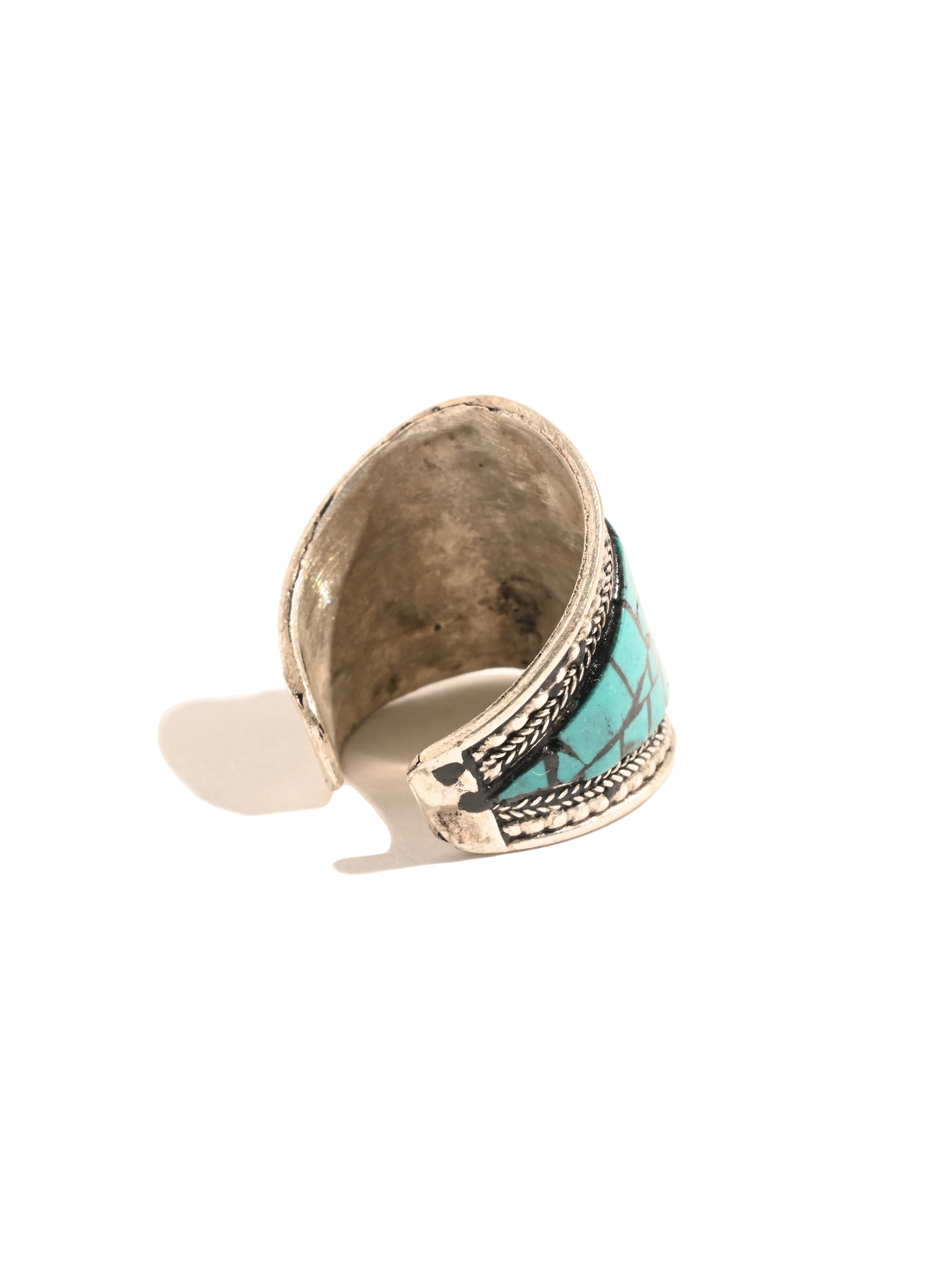 Tibetan Turquoise Om Finger Ring - Image 4