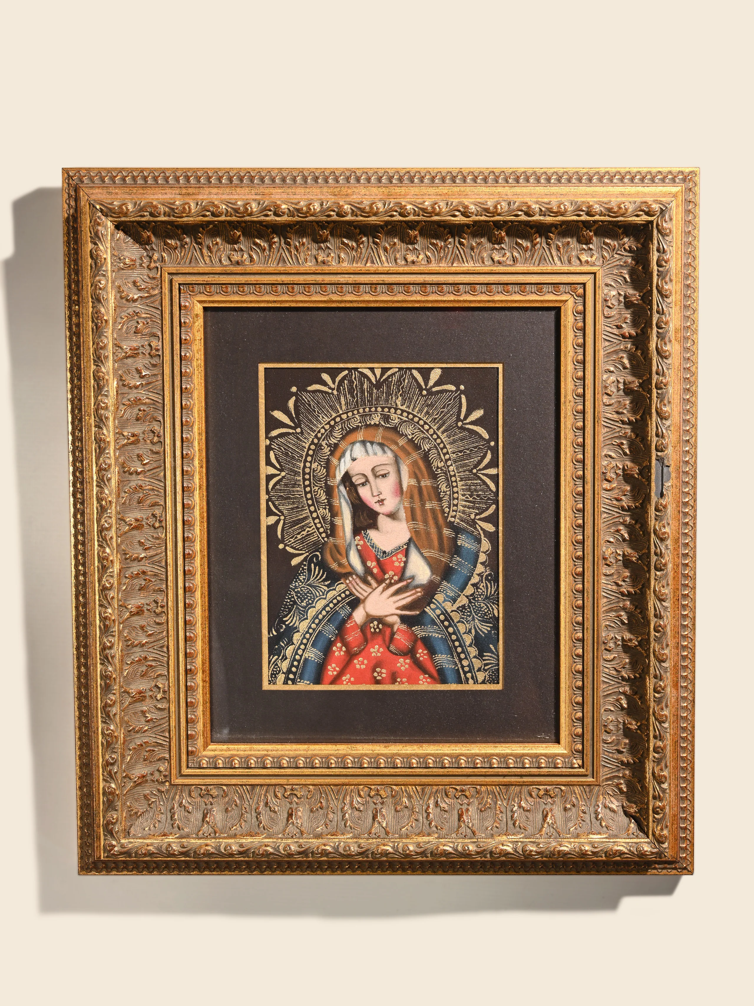 Vintage 'Madonna' Cuzco School Painting - Image 2