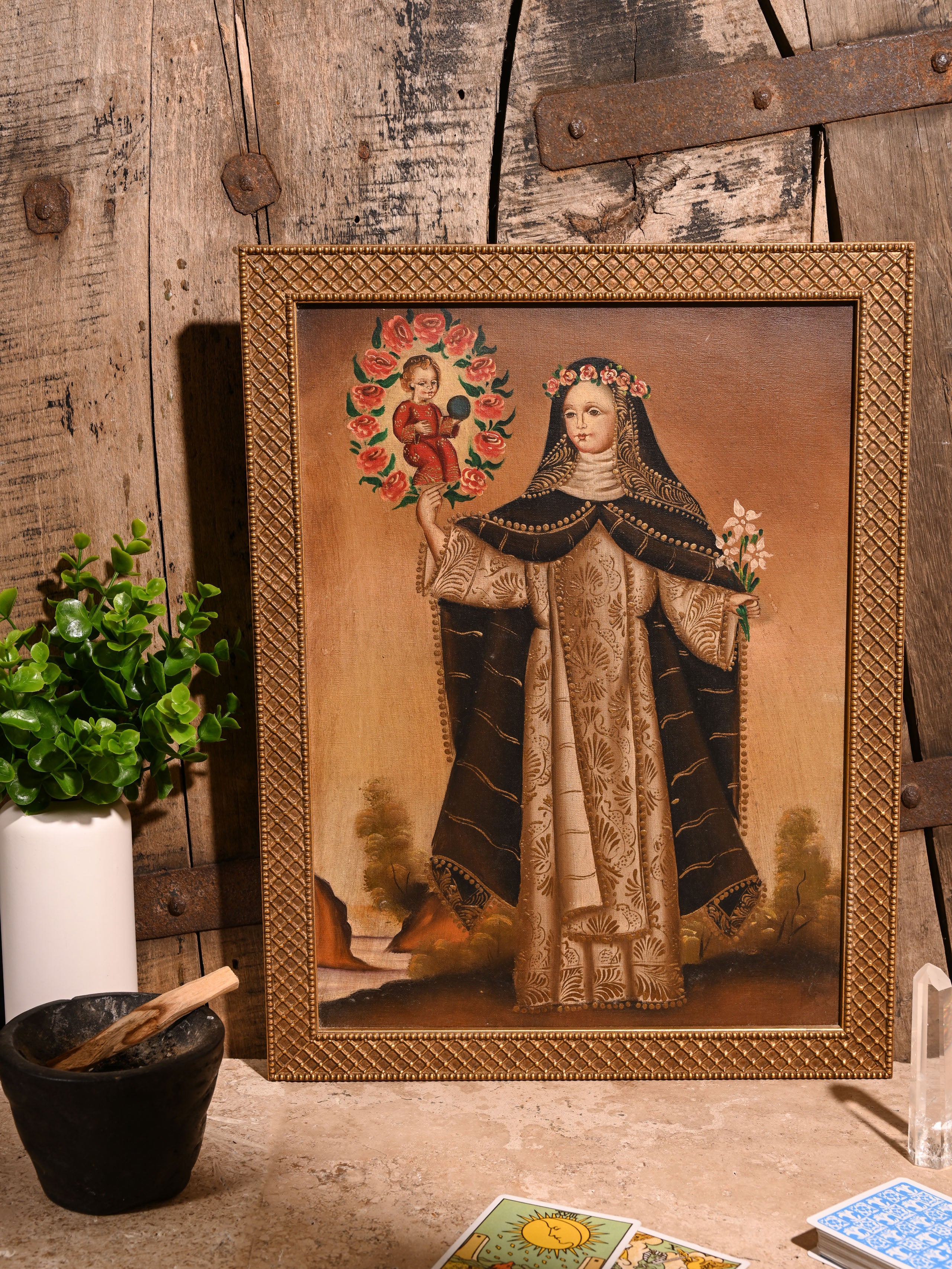 Vintage St. Rose of Lima Cuzco School Painting