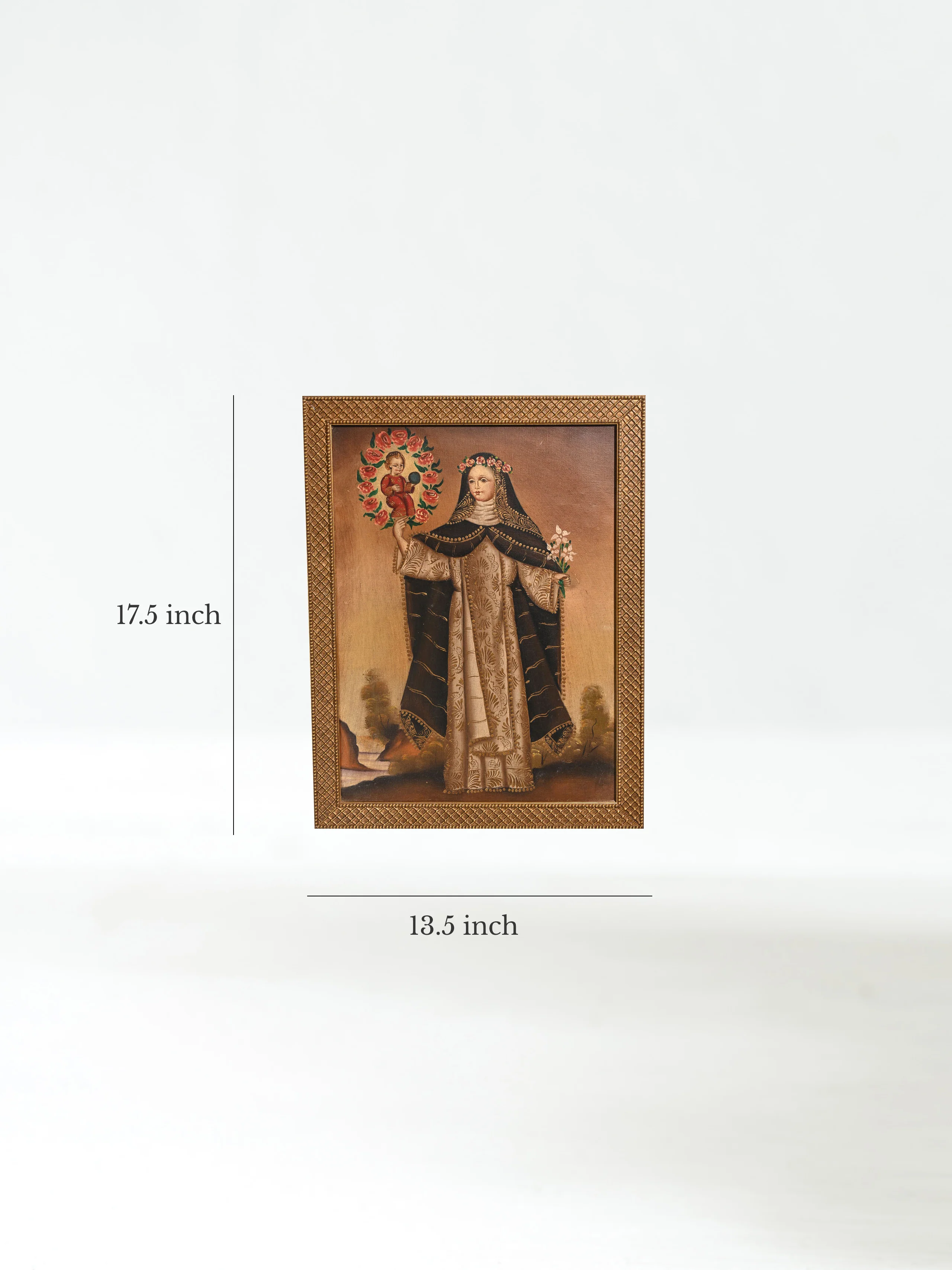 Vintage St. Rose of Lima Cuzco School Painting - Image 6