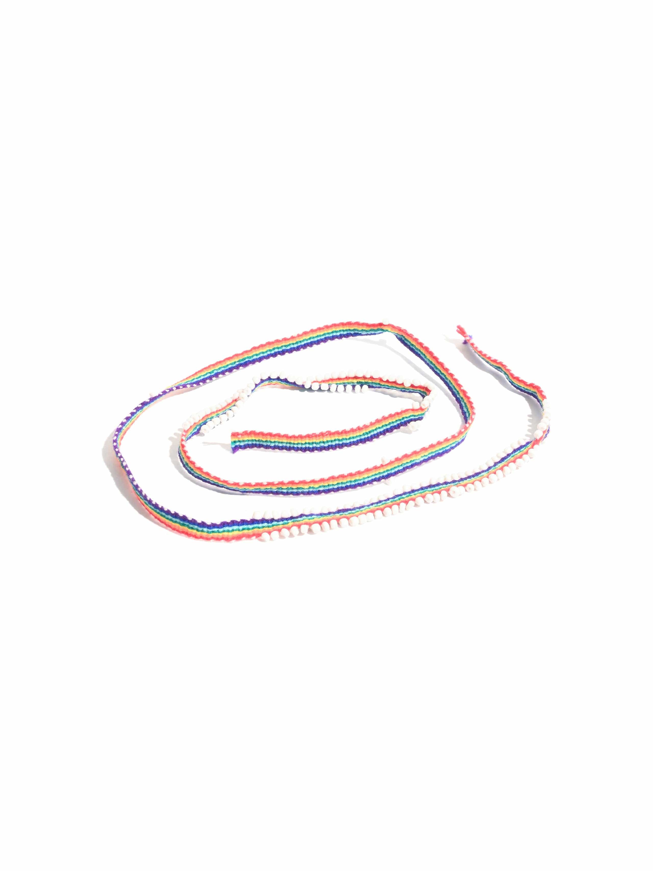 Watana Ties with Beaded Trim - Narrow - Rainbow - Image 3